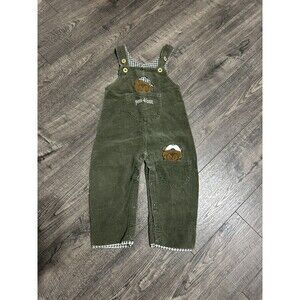 Vintage Early 90’s Kid Warmers Embroidered 12m Corduroy Overalls Bear Gingham